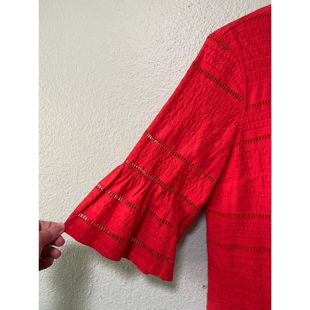 J. Crew Women's Red Orange Flutter Sleeve Knee Length Dress Size 8‎ - Picture 4 of 11